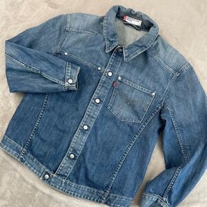 Vintage Levi's Engineered Jacket Men Medium Blue Washed Denim Red Tab 70100-0853